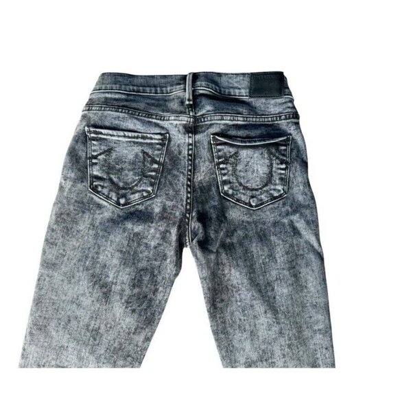 True Religion Women's Sz 25 Halle Moto Mid Rise Super Skinny Jeans Rebel Bleach - Picture 9 of 12